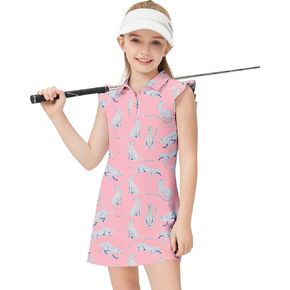 Soneven Girls Tennis Dresses Sleeveless Golf Dress with Shorts Ruffle Sleeve Athletic Dress with Pockets