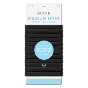 Gimme Beauty - Any Fit No Damage Hair Ties - Black Onyx - Seamless Microfiber Hair Elastic - Hair Accessories With All Day Hold - No Snagging, Dents, or Breakage Hair Tie Pack (9 Count)