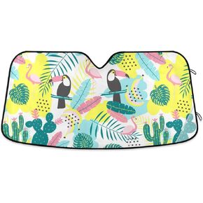 Black Leopard Car Windshield Sun Shade Animal Skin Print Foldable UV Ray Sun Visor Protector Sunshade to Keep Your Vehicle Cool (55" x 27.6")