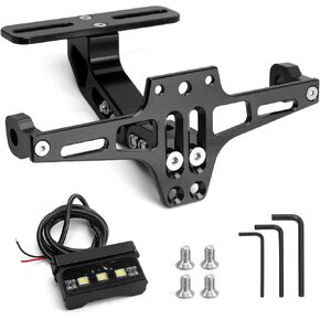 Motorcycle License Plate Bracket, Universal Fender Eliminator Kit -Motorcycle License Plate Holder Mount (Black)