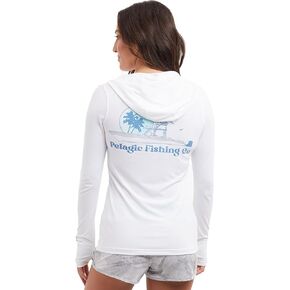 Pelagic Women's Aquatek المساء قميص صيد مقنعين ، كم الطويل ، حماية UPF 50+ ، Fultra Soft Feel