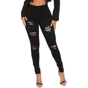 LONGBIDA High Waisted Ripped Skinny Jeans for Women Slim Fit Stretchy Distressed Jeans Y2K Destroyed Ankle Denim Pants