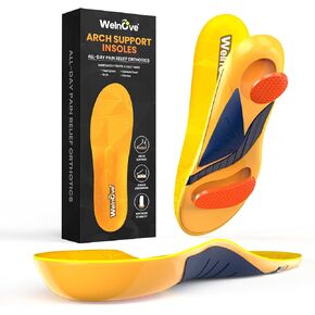 Plantar Fasciitis Arch Support Insoles - Welnove High Arch Support Inserts for Standing All Day - Planter Facetious Relief Support Inserts - Heel Spur Relief Shoe Insoles Men Inserts -XL