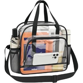 Paxiland Clear Bag for Stadium Events 12x6x12, Clear Tote Bag with Front Pocket and Detachable Strap for Sports Concert Work