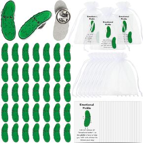 Inspirational Cucumber Christmas Appreciation Gift with Lapel Pins Funny Card and Bag for Friends Coworkers Employee