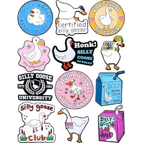 Silly Goose Enamel Pins Set – Funny Goose-Themed Pins for Backpacks, Jackets, Gifts, Party Favors – Collectible Metal Lapel Pins for Humor Lovers, Students & Friends – 12-Pack