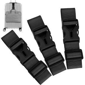 Cosmos 3 Pcs Adjustable Luggage Straps with Secure Buckle Lock, Connectable Travel Suitcase Belt Strap Accessory for Baggage Carrying & Travel Security