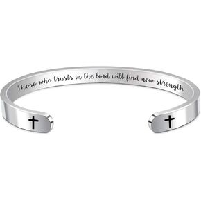Christian Gifts for Women Inspirational Religious Bracelets for Women Her Girls Cuff Bangle Mens Bracelets Bible Verse Faith Baptism Gifts for Teenage Girls Mantra Quotes Engraved Jewelry