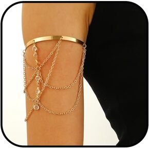 الكفة الذهب الذهب للنساء الطبقة الكريستالية تاسيل الكفة الكفة متعددة الطبقات بيكيني Rhinestone Armlet قابلة للتكديس قابلة للتكديس الحد الأدنى من الشارة الصيفية المجوهر
