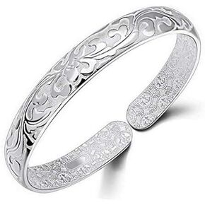 Women Jewelry 925 Silver Sterling Silver Bracelet Fashion Cuff Bangle Chain Bracelets Practical Processed