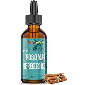 Berberine HCl Supplement 3000 mg - Liposomal Berberine HCl Liquid - AMPK Activator with Turmeric, Ceylon Cinnamon, 12 Natural Ingredients - 2 fl oz