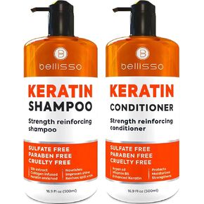 Keratin Shampoo and Conditioner Set - Sulfate and Paraben Free - Salon Repair for Dry, Damaged and Color Treated Hair - Anti Frizz Formula for Women and Men
