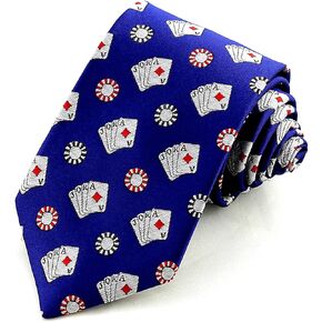 Men's Let's Ante Poker Chips & Cards Repeat Sports Necktie Tie