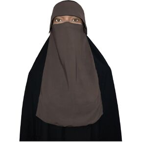 Half Niqab Womens Nosepiece Face Cover Veil Clothing For Muslim Islam Islamic Arab Egyptian Hijab Hejab Women Burqa Abaya Jilbab Soft Georgette Polyester Women's Egypt Arabic (Brown)