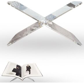 Acrylic Book Stand, Magazine Display Rack,Modern Clear Holder, Indoor Book Display for Kitchen Cookbooks, Living Room Magazines, Office Table Books for Reading– Easy to Assemble & Clean