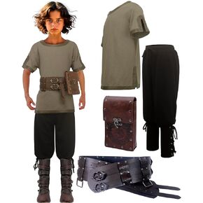 Kids Prince Costume Boys Medieval Peasant Cosplay Sets for Halloween 4-12Y