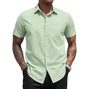 COOFANDY Men's Dress Shirts Short Sleeve Business Casual Regular Fit Button Down Shirts with Pocket