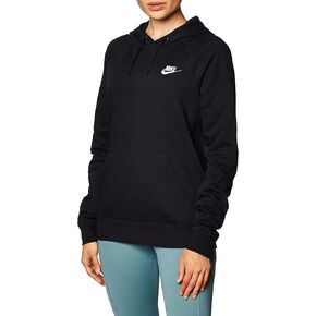 Nike Womens NSW Essential Hoodie Pull Over Fleece Womens BV4124-010 Size XL Black/White