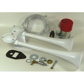 FIAMM Fultone II Twin Air Horns with Compressor Kit - Horn FULTONE White - White Powder Coated 12 Volt Compressor (62350-12)