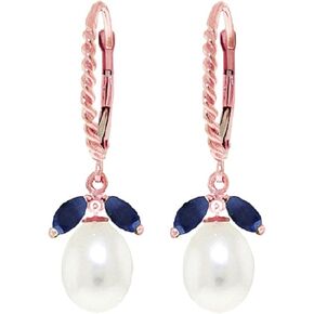 Galaxy Gold GG 14k Solid Gold Leverback Earrings with Sapphires and Pearls