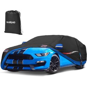 NEVERLAND Car Cover for Mustang - Custom Fit for Ford Mustang GT 1994-2025, 420D All Weather Waterproof Heavy Duty for Outdoor Shelby Coupe Covers with Reflective Stripes