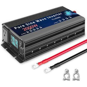 2000 واط نقي الجيب العاكس العاكس سيارة العاكس DC 12V إلى AC 110V الطاقة الشمسية العاكس مع شاشة LCD ، ميناء AC Hardwist