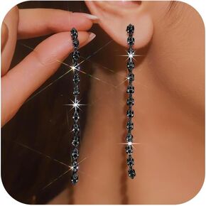 Silver Dangle Earrings for Women Trendy Dainty Cubic Zirconia Long Dangle Drop Earrings Prom Wedding Party Jewelry Gifts