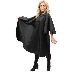 ForPro Poly Chemical Cape, Professional Hair Salon Styling Cape with Adjustable Snap Closure, Black, 58" L x 47" W