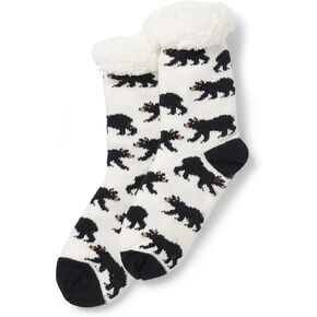 by Hatley Sherpa Lined Cabin Socks, Black Bears, One Size