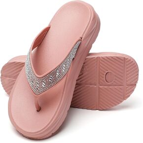 FLIOZY Women's Flip Flops with Rhinestone: Beach Thong Sandals - Summer Platform Slippers - Slip On Indoor Outdoor Walking Shoes
