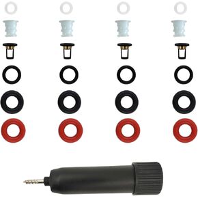 Fuel Injector Repair Seal Kit Compatible with 2002-2005 Honda Civic L4 2.0L 2002-2004 Honda CR-V L4 2.4L Replace 16450PPAA01 ORing Micro Filters 4 Sets