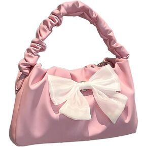 Verdusa Women's Bow Ruched Strap Handbag Elegant Top Handle Chain Crossbody Bag
