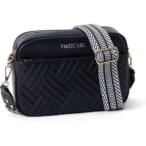 Quilted Vegan Leather Crossbody Bags for Women Small Leather Purses Shoulder Handbags with Antitheft RFID Wide Strap