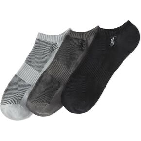 Polo Ralph Lauren Men's Atheltic Performance Tech Tech Low Cut Socks - 3 Pair Pack - Moisture Wicking Mesh