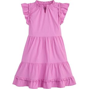 vineyard vines Girls' Harbor Seersucker Tiered Ruffle Dress