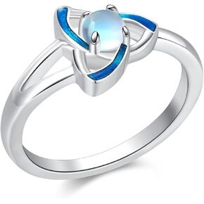 Moonstone Ring 925 Sterling Silver Celtic Knot Ring Trinity for Women Jewelry Gifts