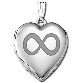 PicturesOnGold.com 14k White Gold Sweetheart Infinity Locket - 3/4 Inch X 3/4 Inch in Solid 14K White Gold WITH ENGRAVING