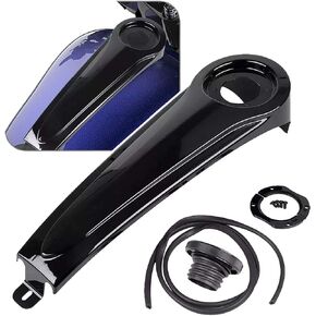 Gloss Black Motorcycle Gas Tank Dash Console with Gas Cap for Harley Touring Bagggers Electra Glide Ultra Glide Street Glide Road Glide 1986-2007 (Black Cap)