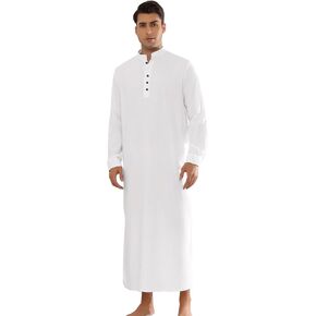 Lars Amadeus Nightshirts for Men's Long Sleeves Button Sleep Shirts Nightgown with Pockets