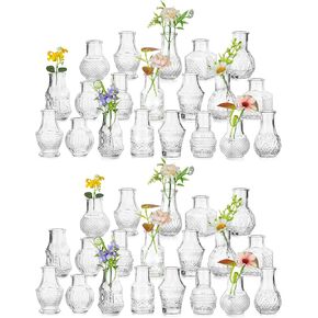مجموعة صغيرة من المزهريات الزجاجية من 20: Hewory Mini Vase Bulk for Wedding Centerces - مزهريات صغيرة لحفلات الاستحمام الطفل عتيقة ديكور المنزل
