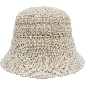 Straw Hats for Women Bucket Hat Packable Sun Hats for Women Woven Knitted Beach Hat Travel Crochet Hat