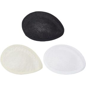 FINGERINSPIRE 3-Pack Sinamay Hat Fascinator Base - Teardrop Shape, White, Black, Lemon Chiffon - Women's DIY Millinery Making Material