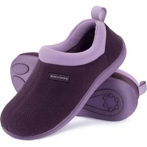 RockDove Women's Soft Cuff Polar Fleece Two-Tone Memory Foam Slipper with Indoor Outdoor Sole