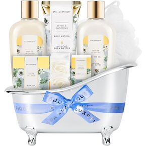 Spa Baskets for Women, Spa Luxetique Gifts Basket for Women, Mother's Day Gift for Mom, 8 Pcs Rose Bath Set Includes Bubble Bath, Bath Bombs, Bath Salts, Body Lotion, Birthday Gift for Her in Kuwait