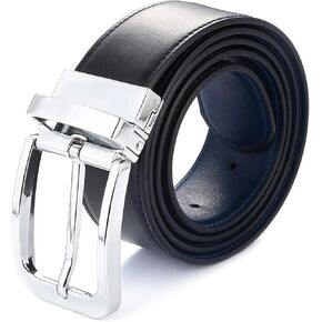 Gelante Men's Reversible Leather Belt Rotated Buckle