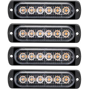 6 ميزة مزامنة LED مصابيح الشبكة الطارئة مصابيح مصبغة Ultra Slim Surface Mount Mount Whazard تحذير وميض شريط الضوء للبناء/الشرطة/الشاحنة/المركبات/السيارات/سيارات الدفع الرباعي/ATV/UTV ، 4pack (أحمر/أبيض)