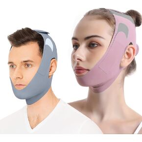 Anti Snore Chin Strap for CPAP Users, Snore Stopper with Adjustable Velcro Chin Strap for Sleeping Comfortable Stop Snoring Solution Anti Snoring Devices Breathable and Reusable （Two Couple Outfits）