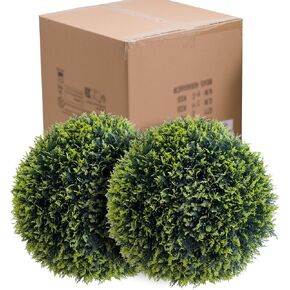 21.6" Artificial Cedar Topiary Plant Balls Set of 2, Faux Greenery Balls Hanging Grass Ball for Home Wedding Decor Green