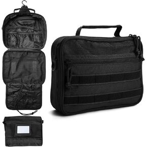 SMONT Toiletry Bag for Men Travel Toiletry Organizer Dopp Kit Travel Organizer Toiletries Travel Bag Shaving Hygiene Bag Bathroom Hanging Men's Toiletry Bag for Short Trips Brown