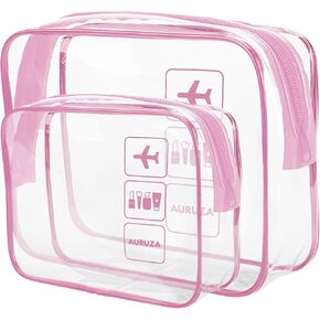 Auruza 2 Pack TSA حقيبة بالتحفز ، حقيبة مكياج صافية ، حقيبة مستحضرات مستحضرات السفر مع سحاب ، منظم صافٍ ، حقيبة للنساء ، حقيبة مستحضرات التجميل PVC لمتوافقة الطيران المطار (الأسود)